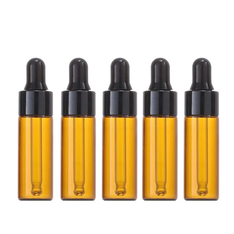 10 Stück 5 ml bernsteinfarbene Tropfflaschen aus Glas, niedliche Flaschen für ätherische Öle mit Augentropfer für Parfüm Image