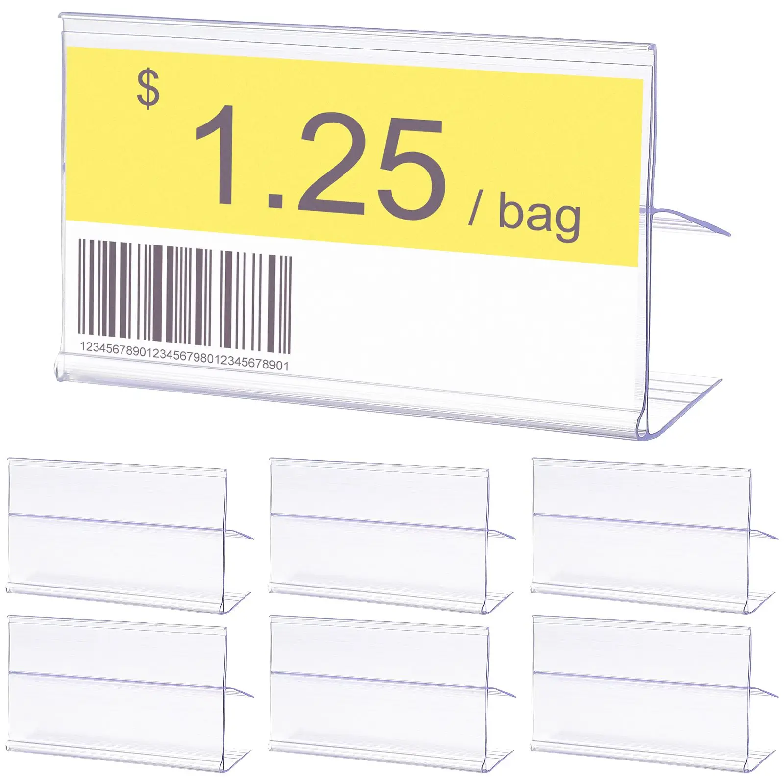30 stücke l Form Tisch Zeichen Display Stand Name Preis Karten halter für Einzelhandel Bäckerei Buffet Acryl klar Preis karte Tag Etiketten ständer Image