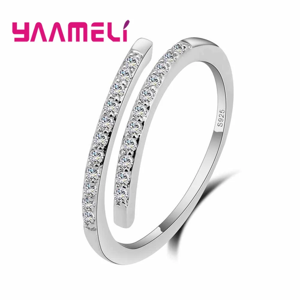 Frau 925 Sterling Silber Schmuck Mode Einfache Offene Design Ring Persönlichkeit Weibliche Einstellbare Ringe Hochzeit Ringe für Damen Image