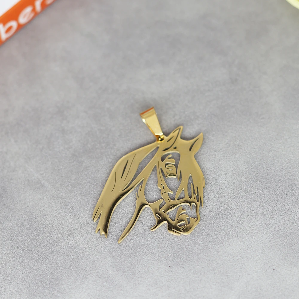 Edelstahl Gothic Pferd Kopf Charms Gold Farbe Anhänger DIY Trendy Männer Halskette Charme Für Schmuck Machen Handwerk Zubehör