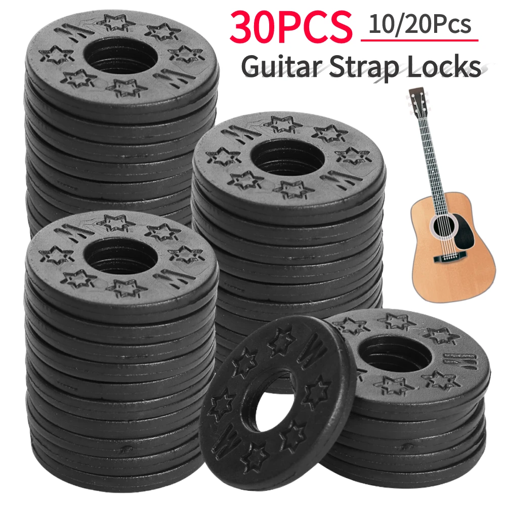 10/20/30PCS Gitarre Strap Locks Blöcke Gummi Sicherheit Lock Protector für Bass Ukulele Akustische Klassische elektrische Gitarre Zubehör Image