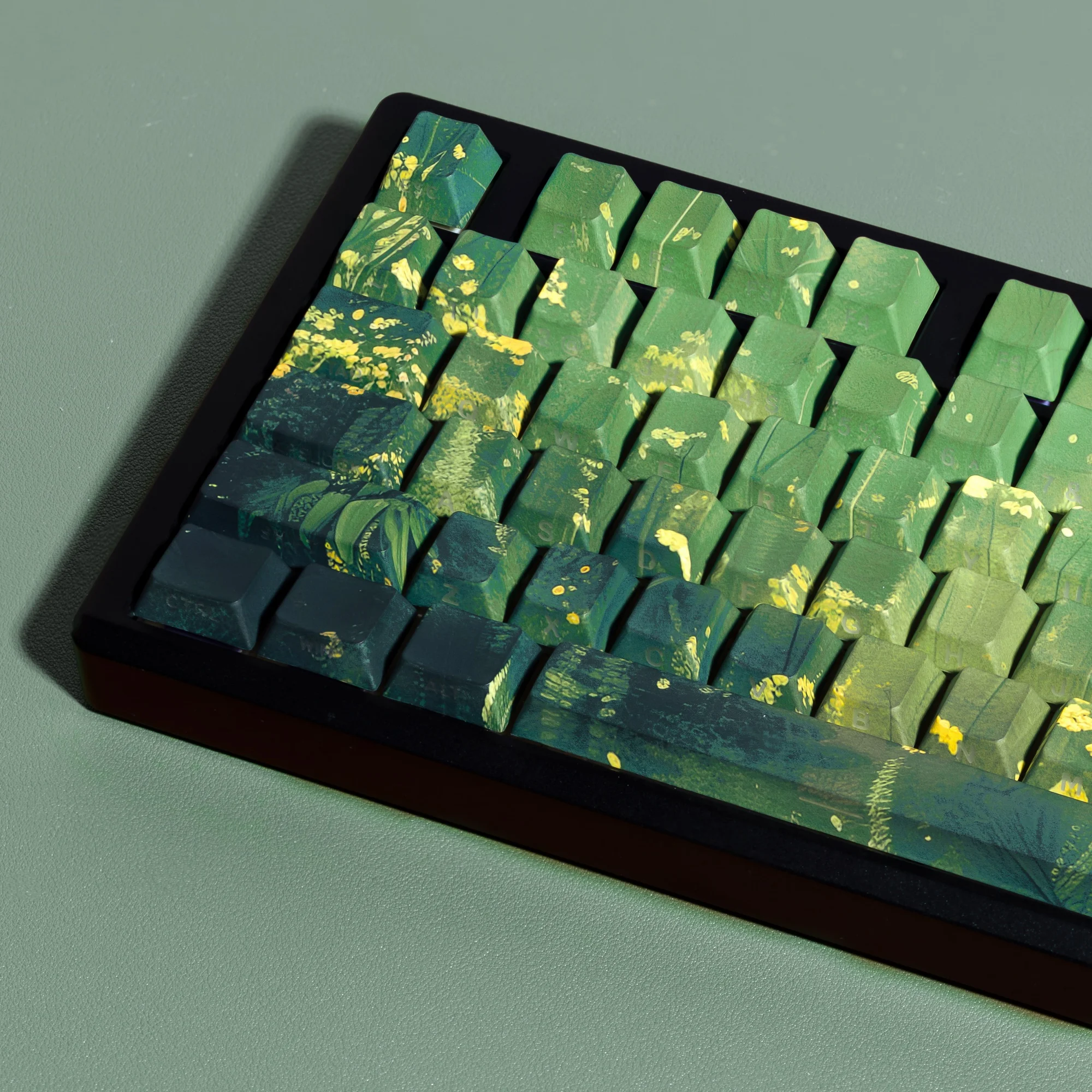 Cherry PBT Tastenkappen Benutzerdefinierte grüne Tastenkappe Doppeldruck Koreanisch Deutsch Französisch Spanisch Russisch Für Wooting DrunkDeer A75 Tastaturspiel Image