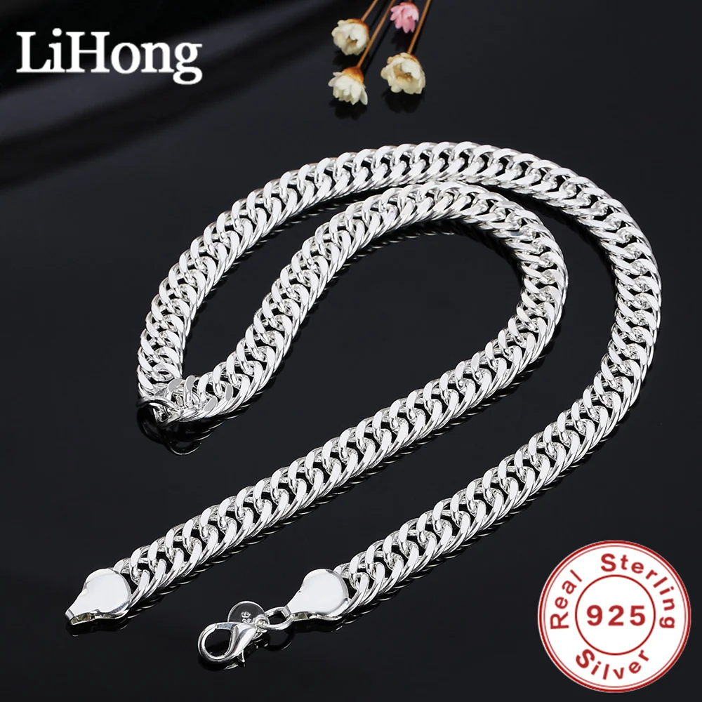 Neue 925 Sterling Silber Kubanische Halskette, 20/22/24 Zoll, 6mm/10mm Seitenkette, Unisex, Hip-Hop Alltagsschmuck