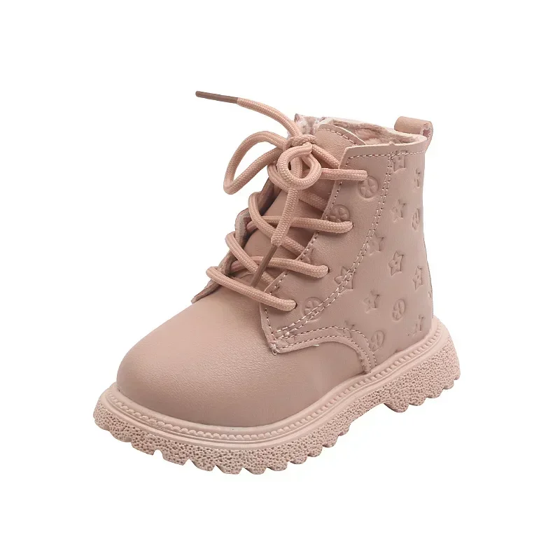 Mädchen Stiefel Herbst Winter Plüsch Kinder Stiefel Jungen Mädchen Schuhe Mode Marke Weiche Leder Warme Kinder Stiefel Image