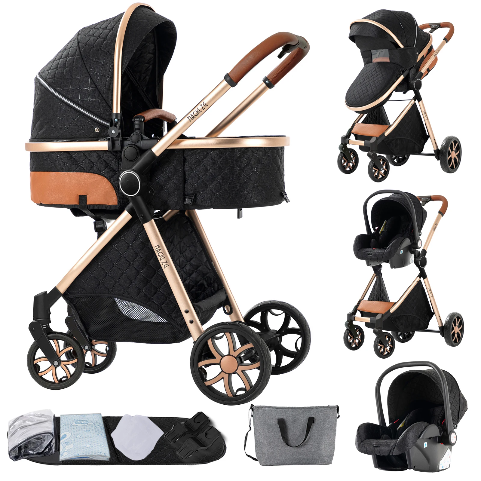 Kinderwagen, 3-in-1-Kinderwagen, leichter Kinderwagen, kompakter faltbarer Kinderwagen, Kinderwagen für Neugeborene, Reisesystem, Kinderwagen, Baby-Buggy Image