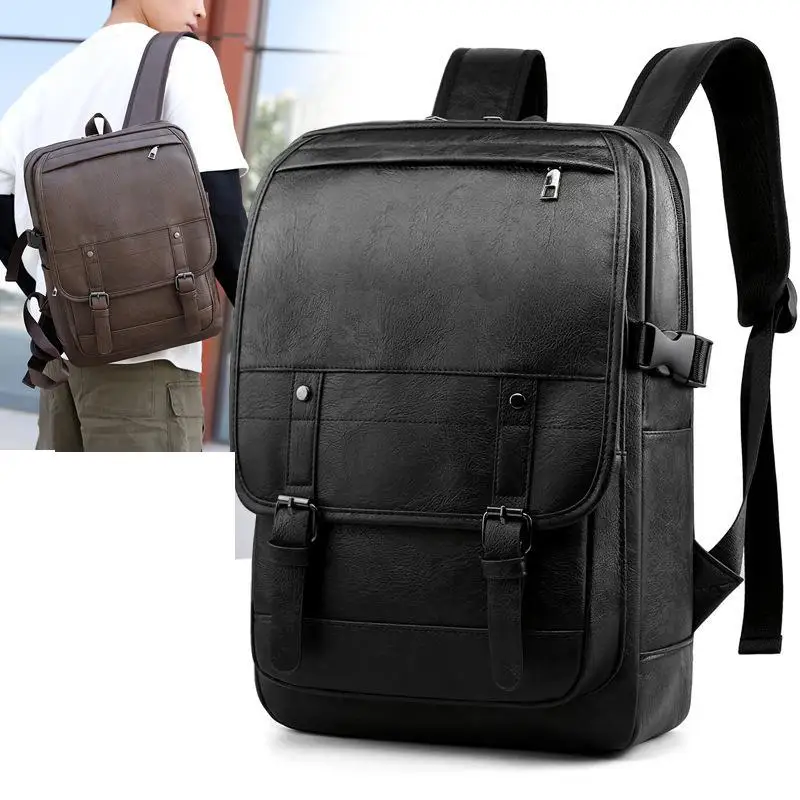 Business Pu Leder Rucksack männer Outdoor Sport Reise Computer Tasche Student Tasche Große Kapazität Wasserdicht männer Rucksack