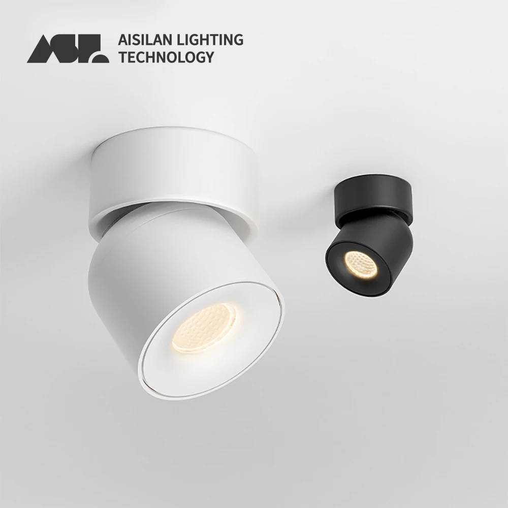 Aisilan LED Deckenstrahler 360° ° Rotation COB Deckenleuchte 7W/9W Aufbauleuchte Modernes Design für Innenbeleuchtung