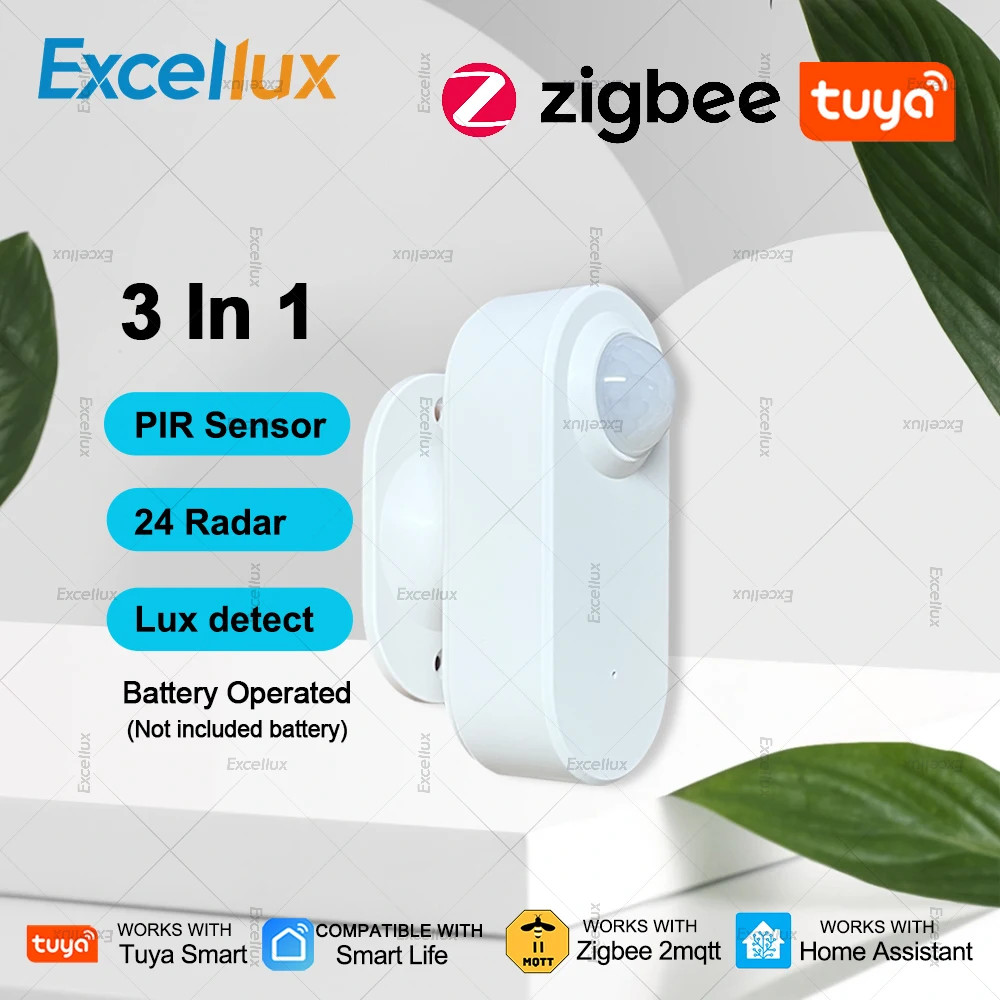 ZigBee Menschlicher Anwesenheitssensor 24G MmWave Radar PIR-Bewegungssensor, Erkennung der Helligkeitsentfernung, für Tuya/Home Assistant Zigbee2MQTT Image