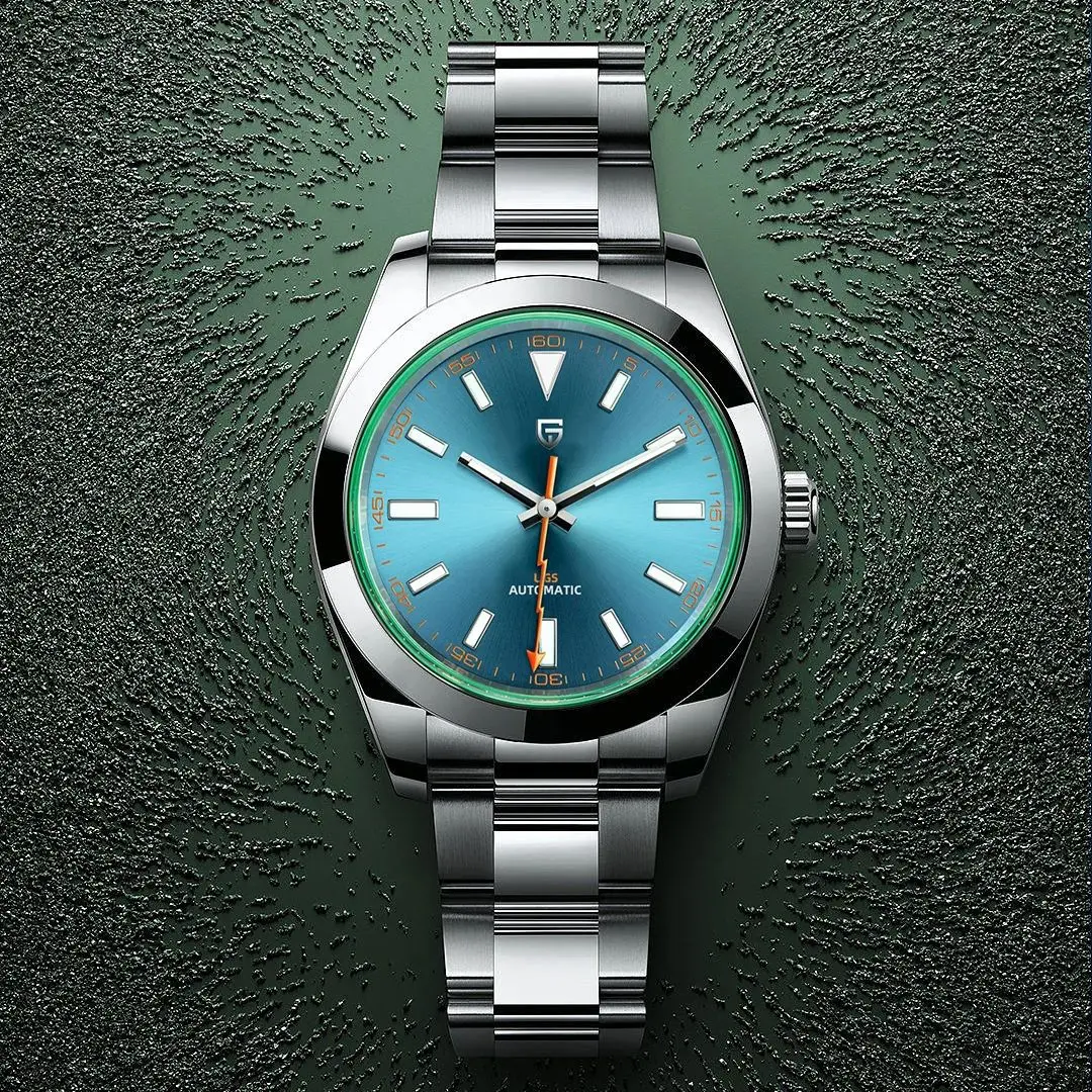 PAGANI DESIGN 2026 Neue grüne Glas-Herrenuhr, mechanische Automatikuhr für Herren, AR-Saphirglas, Edelstahl-Armbanduhr Image