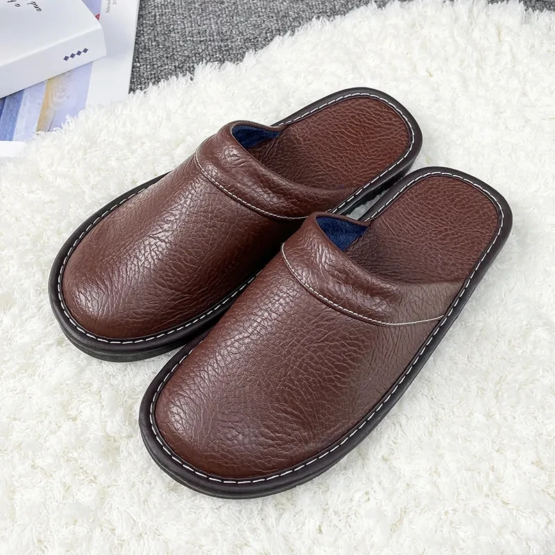 Plus Große Größe 47 48 Unisex Echtes Leder Hausschuhe Wasserdichte Indoor Haus Marke Schuhe Männer Hausschuhe 2022 Neue Mann Frauen hausschuhe