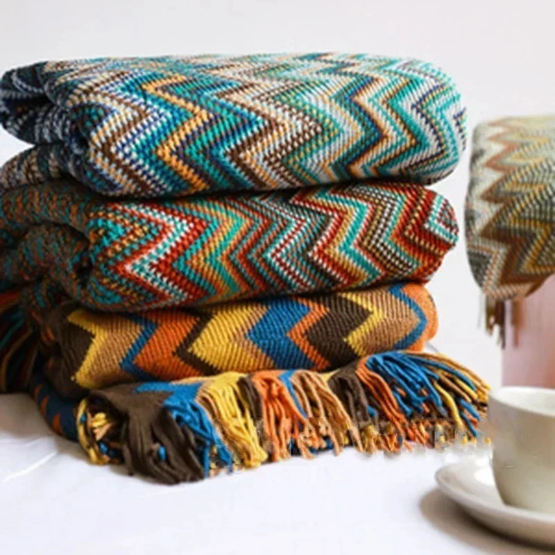 Boho Bett Plaid Decke Geometrie Azteken Baja Decken ethnische Sofa bezug Schon bezug Dekor werfen Wandbehang Wandteppich Teppich Cobertor Image