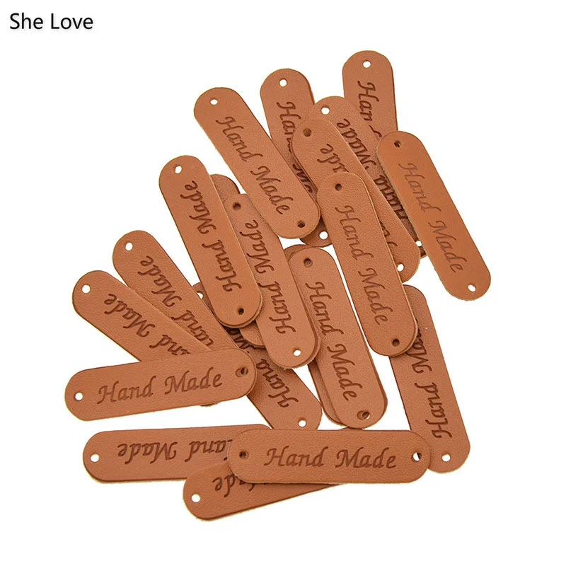 Chzimade 20 Teile/los 45x12mm Handgemachte Leder Etiketten Für Kleidung Kleidungsstück PU Tags Etiketten Nähen Zubehör Image