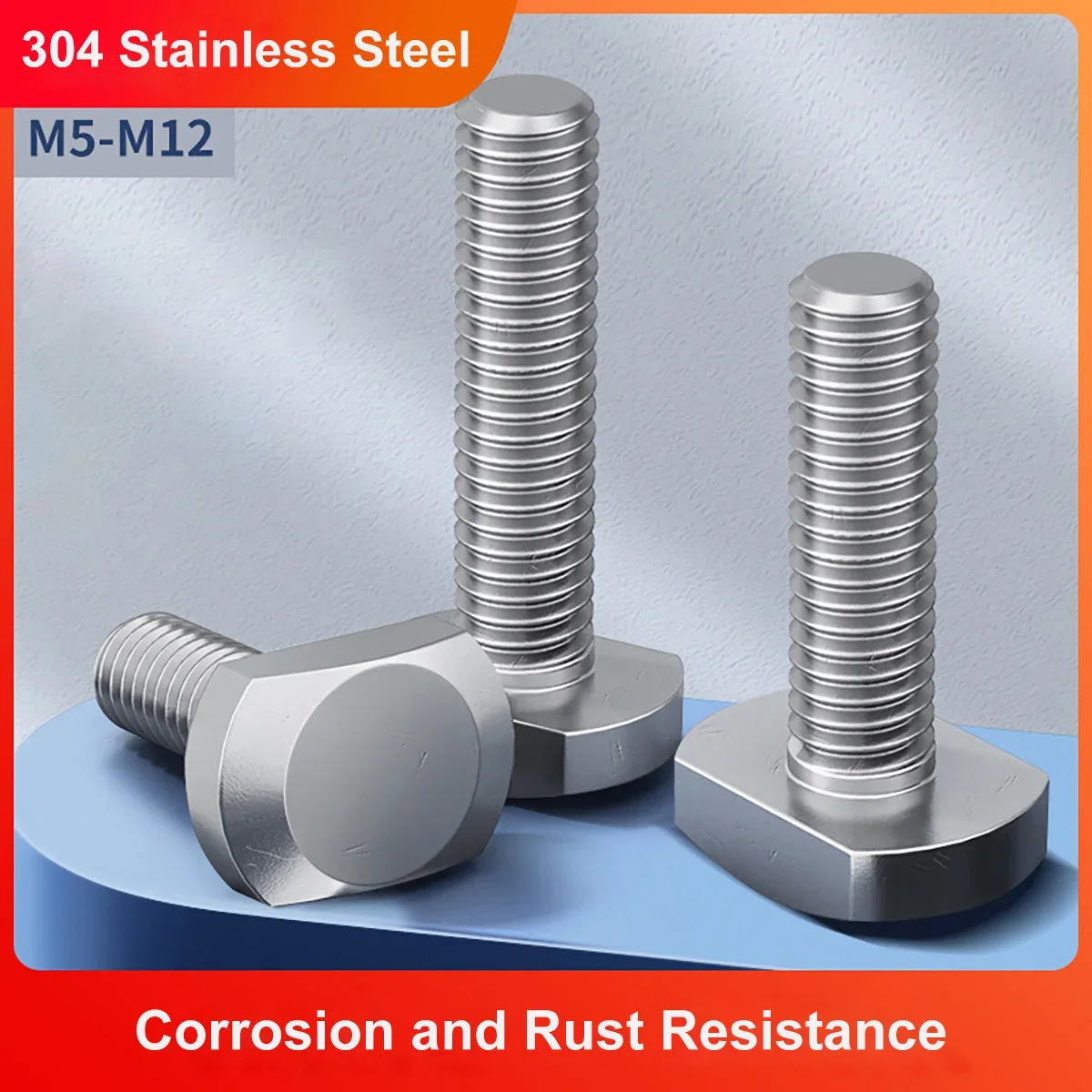 M5 M6 M8 M10 M12 Schrauben für T-Nut GB37 304 Edelstahl T-Form T Hammerkopfschraube Rechteck Maschinenschrauben Rutsche T-bolzen Image