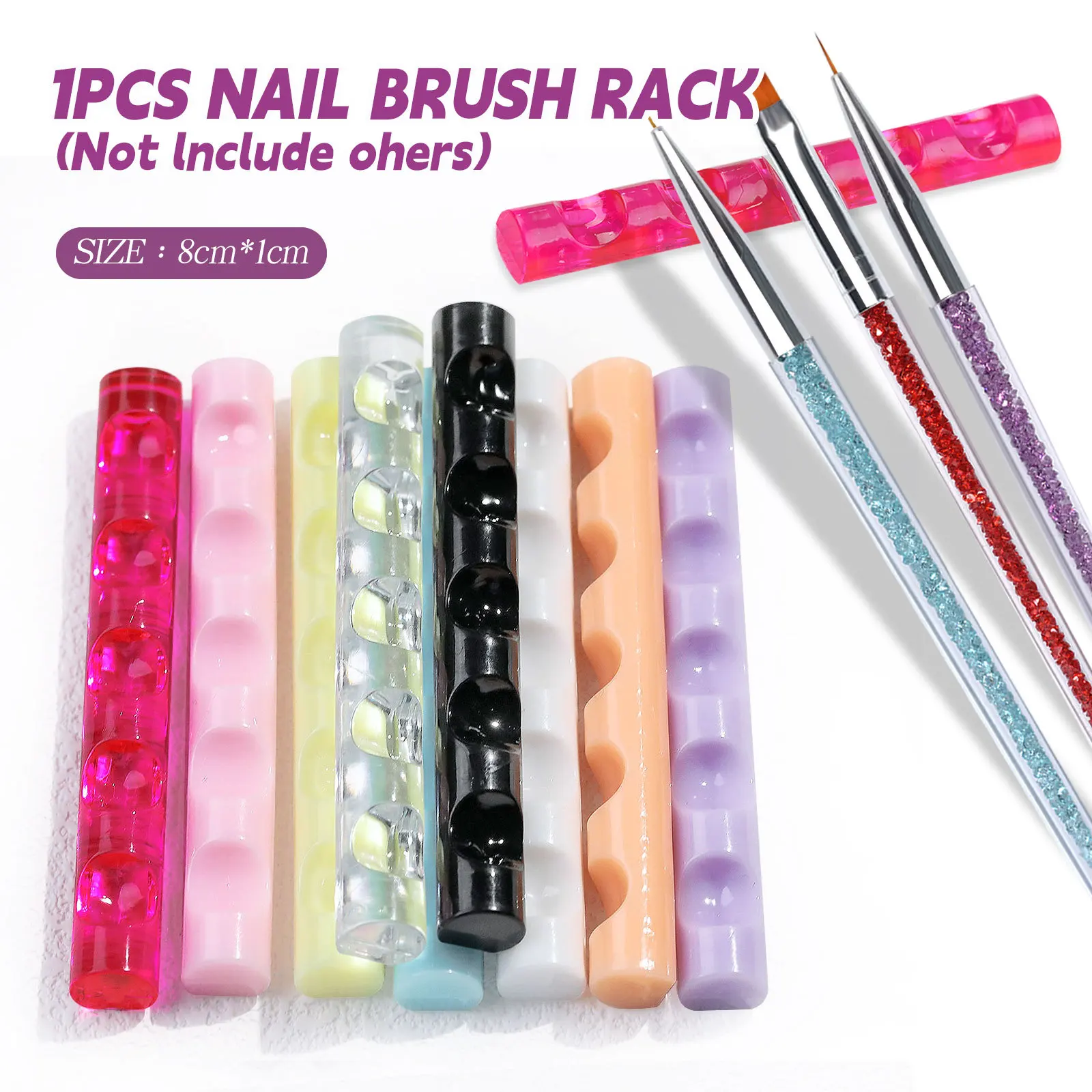 5-Gitter Acryl Klar Nagel Pinsel Regal Tragbare Mini Kristall Malerei Stift Rest Halter Stehen Bunte UV Gel Pinsel Display Halter Image
