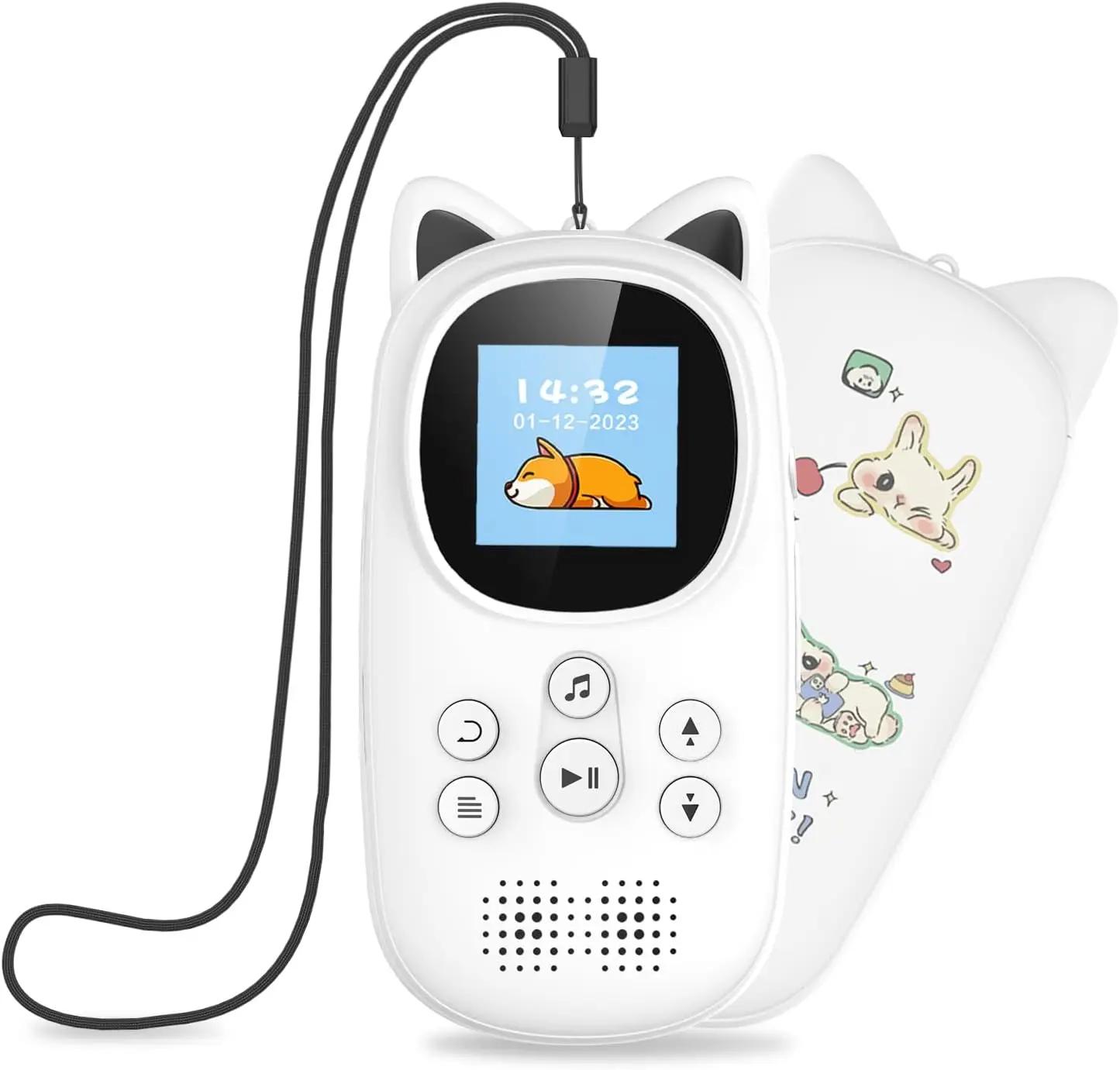Oilsky MP3-Player für Kinder mit Kopfhörern, 32 GB, Bluetooth 5.0, mit Lautsprecher, UKW-Radio, Schrittzähler, Diktiergerät, bis zu 128 GB Image