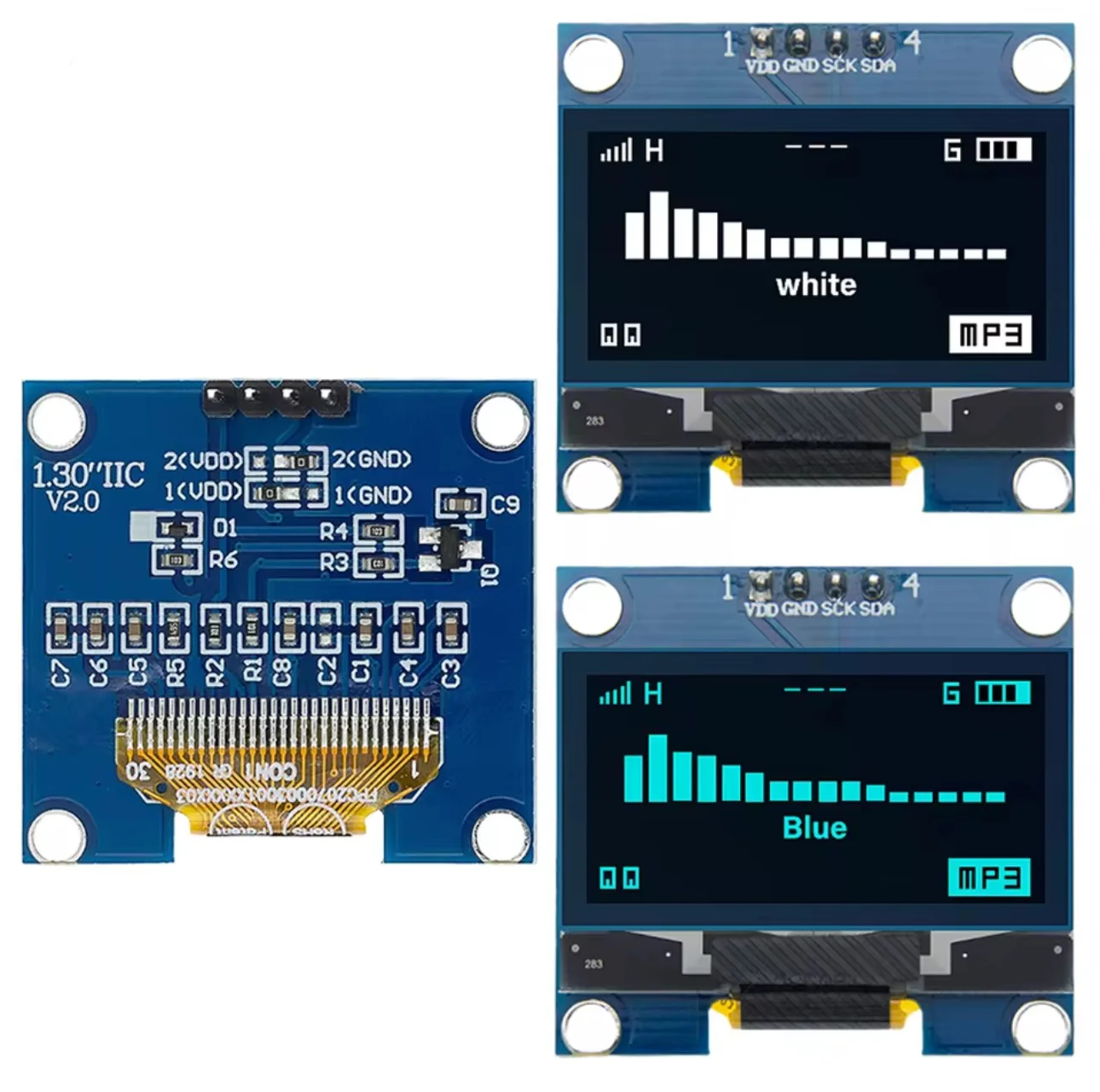 0,96 Zoll OLED-Anzeigemodul SSD1306 I2C IIC SPI Seriell 128X64 LCD 4 Pin YellowBlue WhiteBlue für Arduino Image