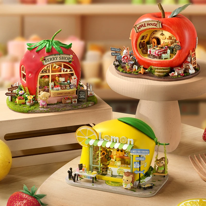 Neues DIY Puppenhaus Holz-Miniatur-Set Möbel Puppenhausmöbel-Set Handgefertigtes Modell Bausatz Spielzeug Geburtstagsgeschenke