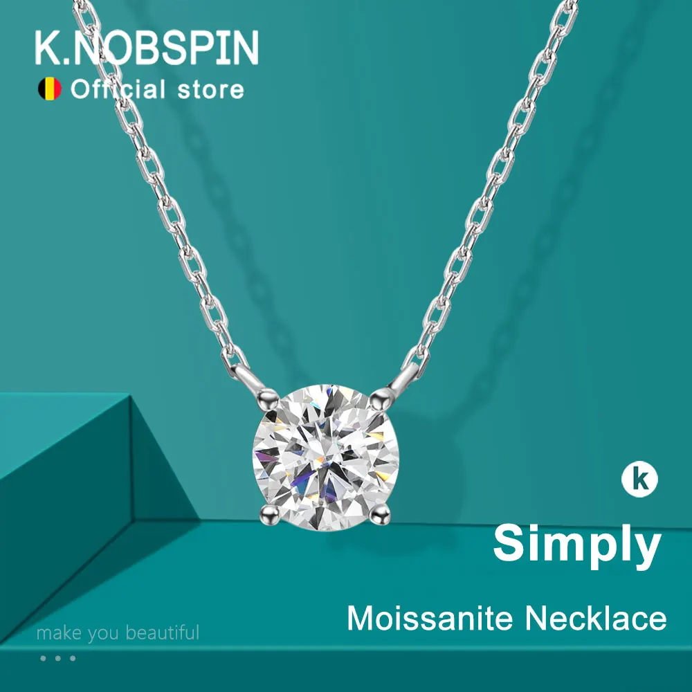 KNOBSPIN D VVS1 Moissanit-Halsketten für Damen, Solitär-Pendent-Diamant, GRA-zertifiziert, S925-Versilbert, 18 Karat zierliche Halskette Image