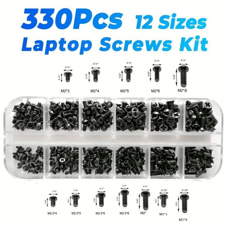 12 Größen Laptop-Schrauben-Set M2 M2,5 M3 für Lenovo HP Dell SSD HDD SATA M.2 Acer Asus Samsung Toshiba Notebook-Reparatur-Ersatz Image