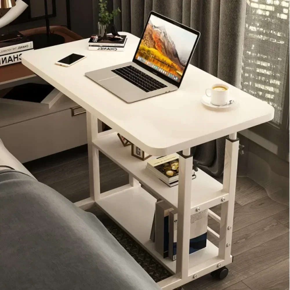 Einfacher verstellbarer Laptop-Schreibtisch mit Rollen, beweglicher Nachttisch, Computertisch, Lift-Computertisch, Schlafzimmer, Büro, tragbarer Arbeitstisch