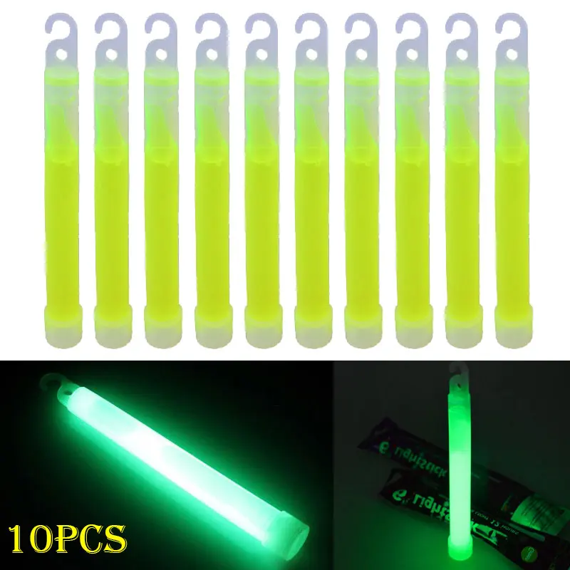 10/50 Stück Leuchtstäbe mit Haken, 15,2 cm, Fluoreszenzlicht für Wandern, Camping, Outdoor, Notfall, Konzert, Party, leuchtende Stöcke Image