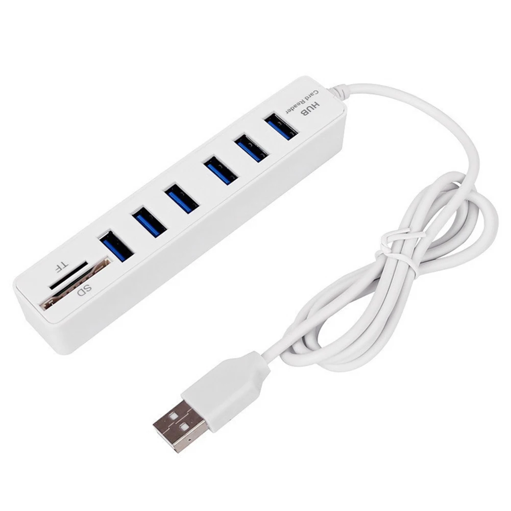 Hub Multi Splitter Port Hochgeschwindigkeitsübertragung USB 6-Port-Speicher TF Dockingstation Plug and Play für mobile Festplatte Image