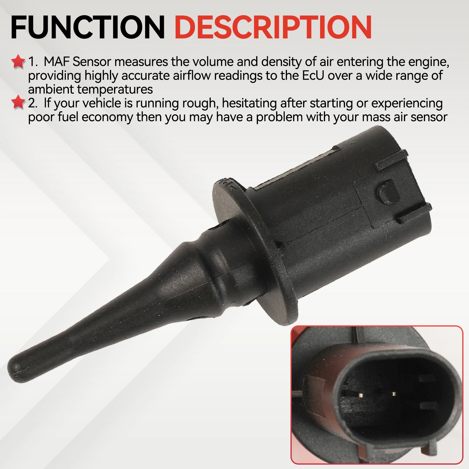 Umgebungslufttemperatursensor und Stecker für Mercedes Benz W210 W202 S202 S210 C208 W168 W169 W211 W212 W246 W176 Neu 0075421318 Image