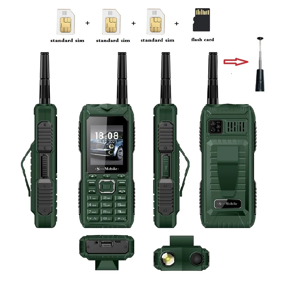 S555 Drei Karten Drei Standby Outdoor Handy Standby Lange Kann Pull Up Antenne Signal Dringend Senden Taille Clip Image