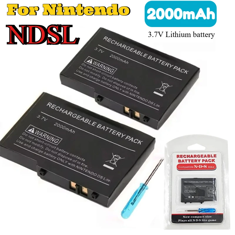 Spielkonsole Eingebauter Akku für Nintendo NDSL Host Batterie 2000 mAh 3,7 V wiederaufladbare Lithium-Ersatzzelle mit Schraubendreher Image