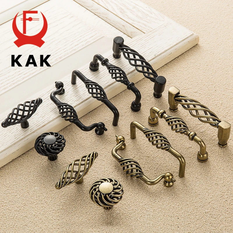 KAK Vintage Antik Bronze Schrankgriffe Ausgehöhlte Vogelkäfiggriffe Schubladenknöpfe Kleiderschrank Türgriffe Möbelgriff