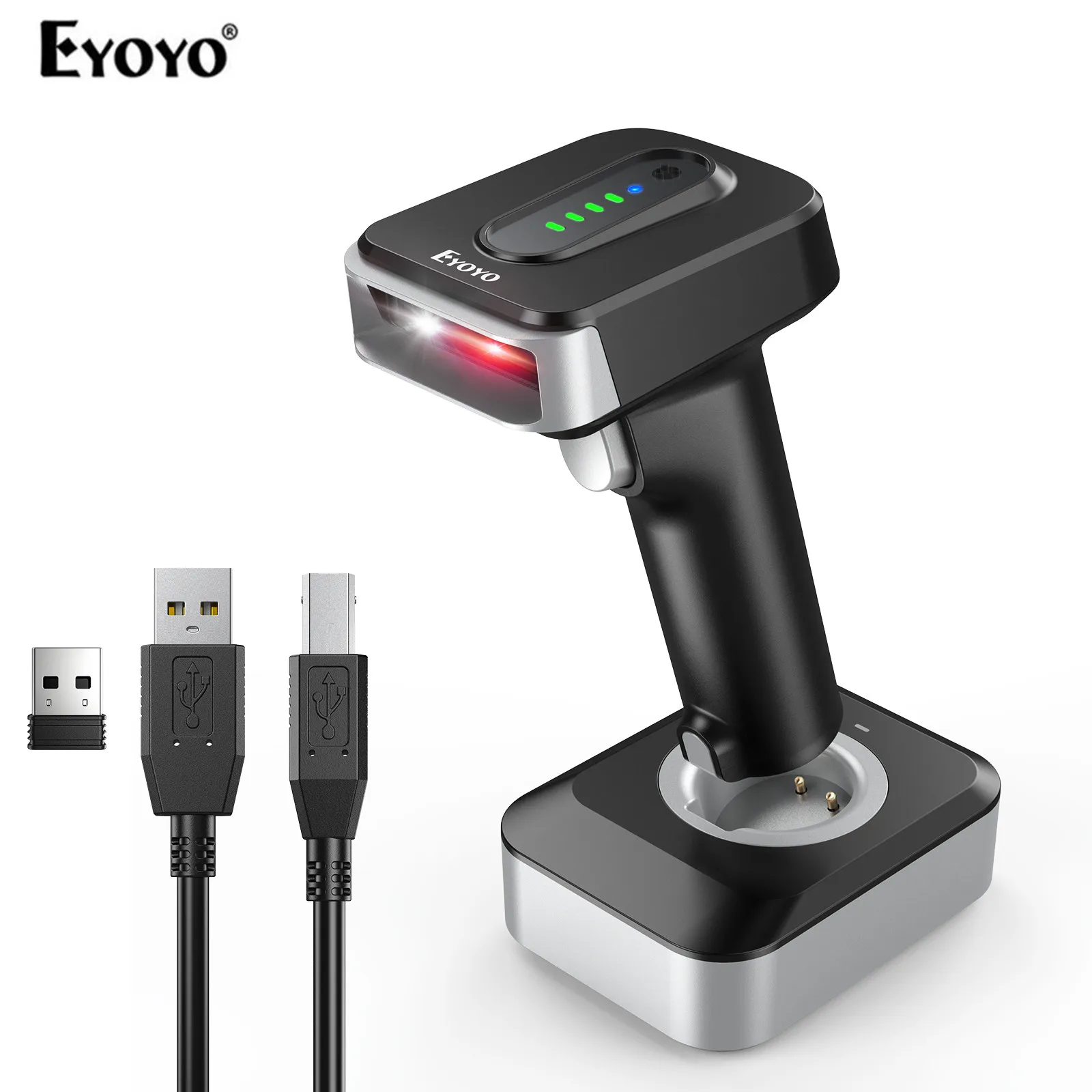 Eyoyo Bluetooth kabelloser 2D-Barcode-Scanner und kabelgebundener QR-Barcode-Leser PDF417 Automatische Erkennung für das Pos-Scannen Image