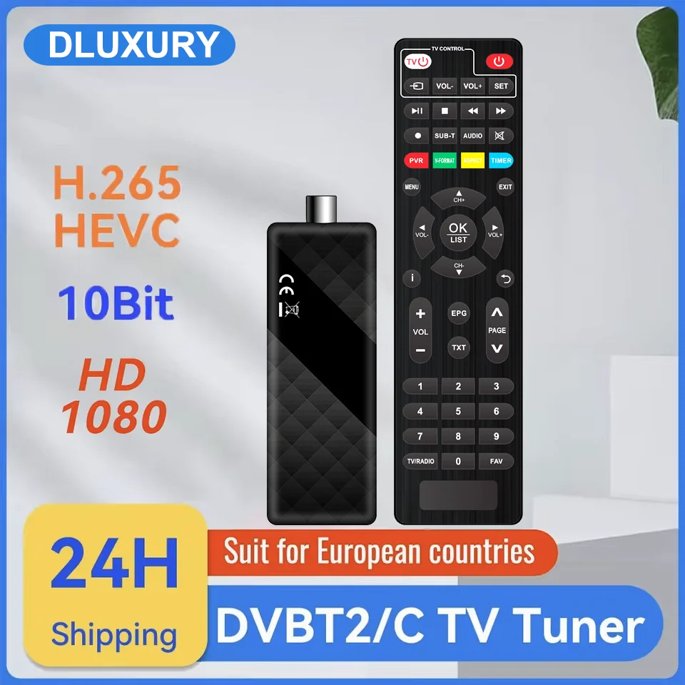 Dluxury U3mini DVB T2 DVB C Digitaler TV-Decoder HD Kostenlose TV-Kanäle 7 Tage EPG TV-Tuner für Spanien Frankreich Italien Columbia usw Image