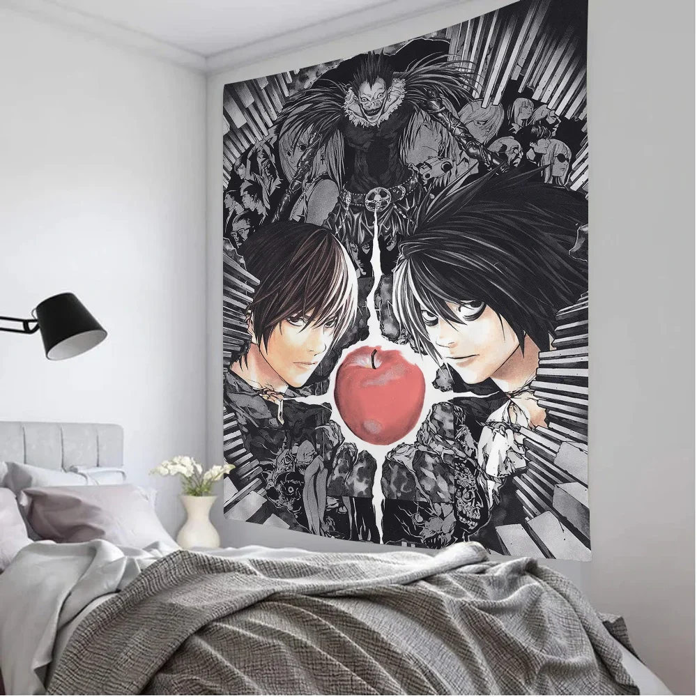 VIKAMA Death Note Bedruckter Wandteppich, große Wandkunst, Science-Fiction-Wohnzimmer-Deko-Teppich, Schlafzimmer-Wandbehang Image