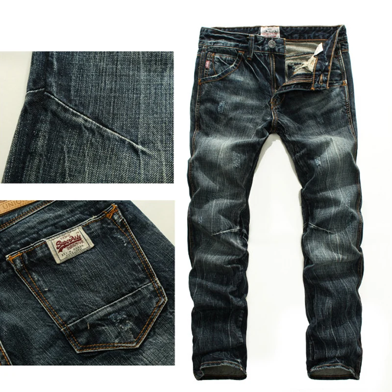 Neu Mode Designer Männer Jeans Retro Grün Blau Slim Fit Zerrissene Jeans Männer Hosen Vintage Casual Baumwolle Denim Hosen Hombre