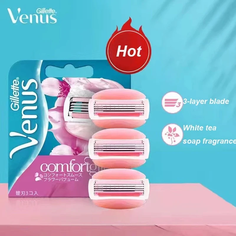 Gillette Venus Rasierklinge, 3-lagige Rasierklingenköpfe, Ersatz, integrierte Spa-Seifenstange für die Körperrasur von Frauen Image