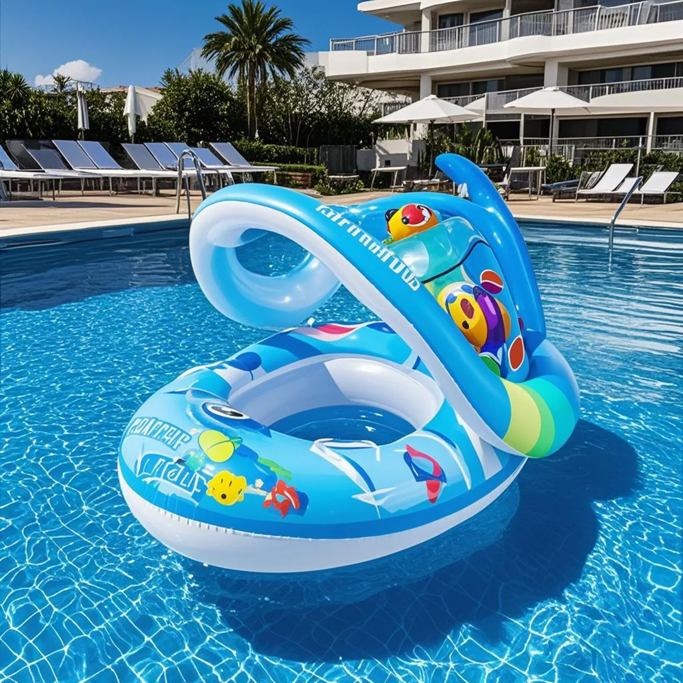 1 Stück niedlicher Baldachin-Schwimmring für den Sommer, Pool-Schwimmhilfe für Strand und Pool, Strandspielzeug für Poolpartys