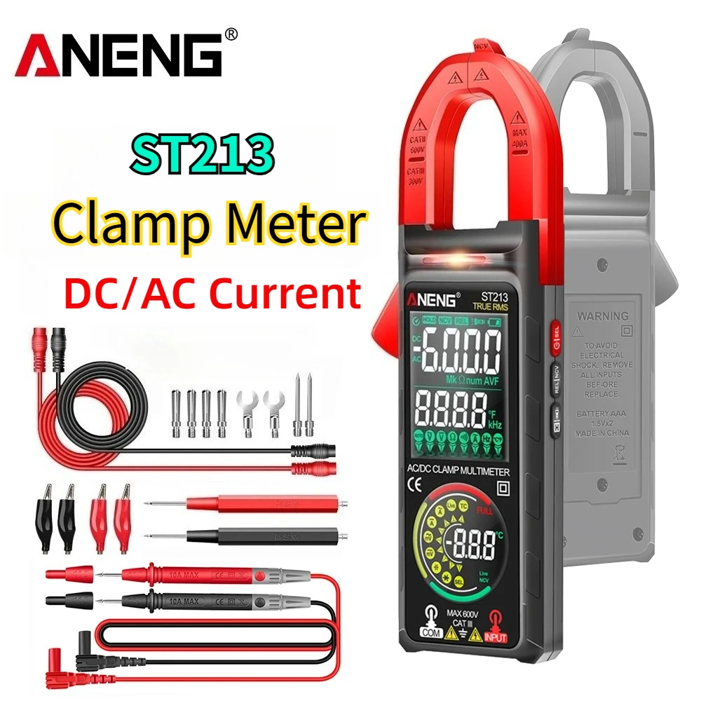 Digitales Zangenmessgerät ANENG DC/AC-Strom 6000 Zählungen 400 A Ampere Multimeter Großer Farbbildschirm Spannungsprüfer ST213 Auto Hz NCV Ohm Image