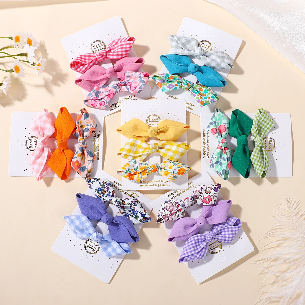 3 Stück frische Druck-Haarnadeln, bunte Schleife, Haarspangen für Mädchen, Reisen, Party, Anzieh-Kopfbedeckung, Kinder-Haarklammern Image