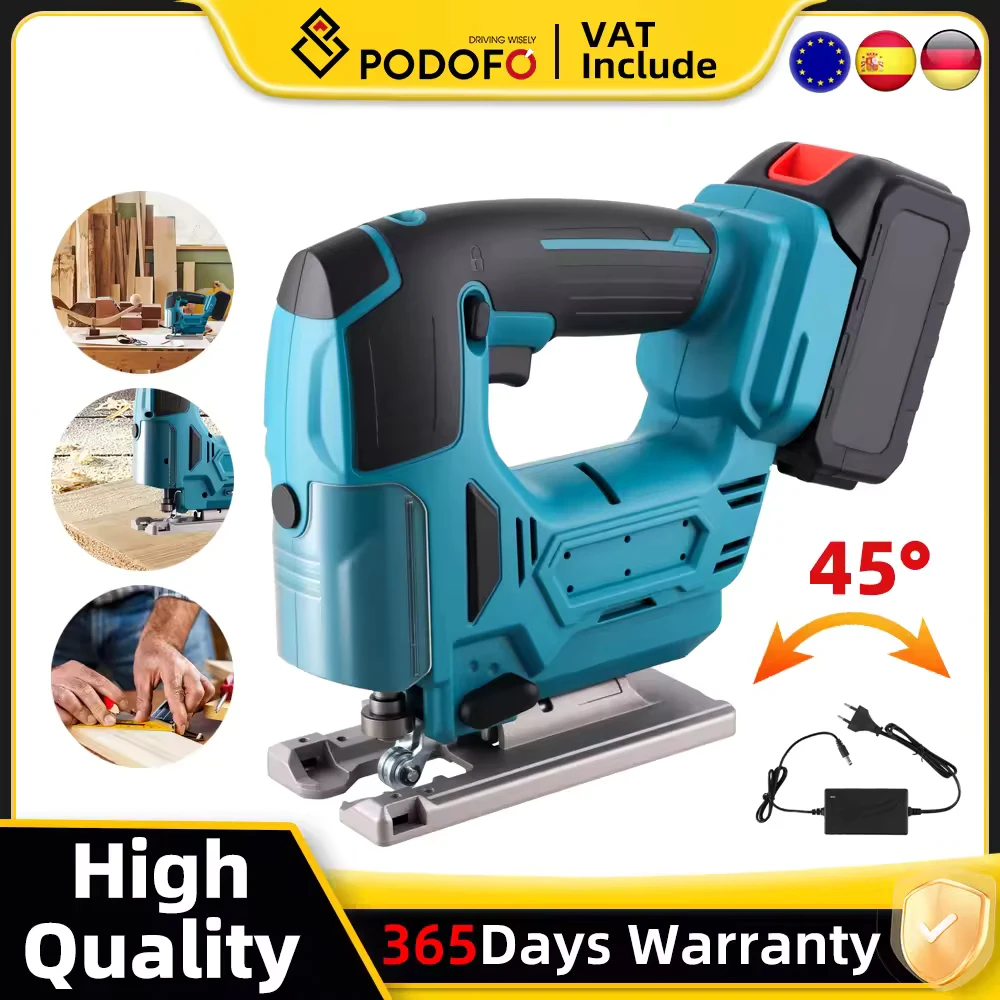Podofo Brushed Corded Jigsaw Cordless Electric Saw Woodworking Tools Wood Cutting Machines Handheld Saw For Makita 18V Battery Image
