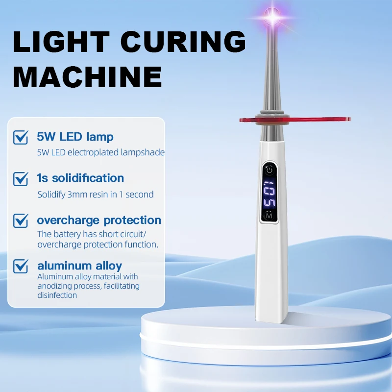 Dental-LED-Polymerisationslampe 1S Cure mit 3 Modi für lichthärtbares Harz, Sekundenschnelle Aushärtung, Zahnmedizinische Ausrüstung, Photopolymerisator-Lampe 3500mW/cm² Image