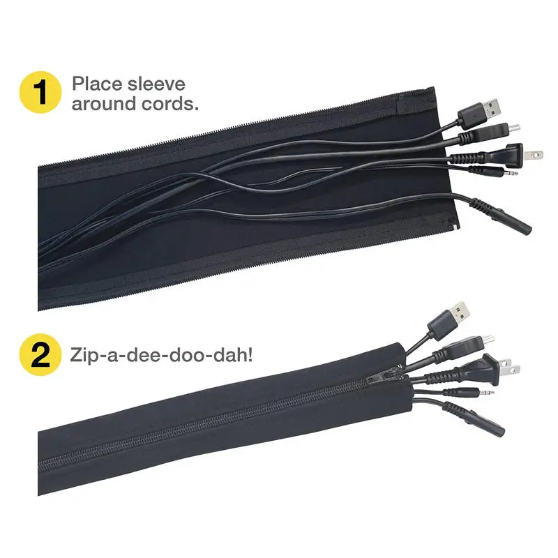 1/2/4 PCS Flexible Kabelmanagement-Hülse, Kabel-Organizer mit Reißverschluss, universelle Kabelhülle, Wickelabdeckung für Zuhause, Büro, Desktop Image