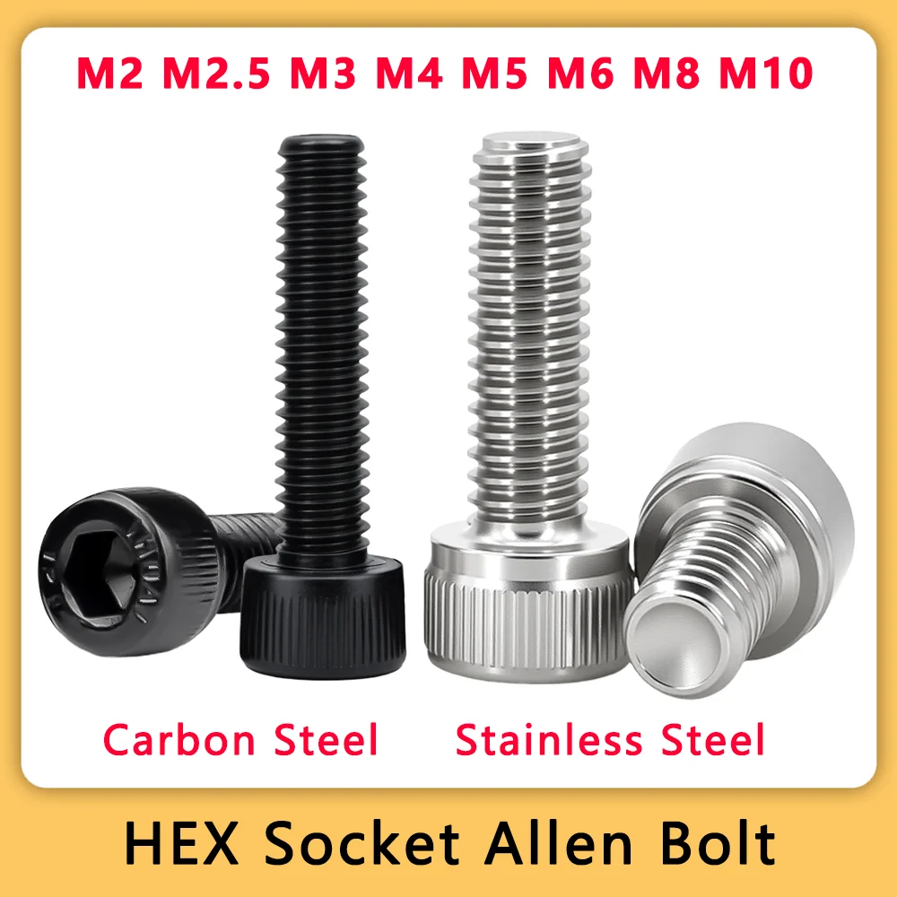 5–100 Stück M2 M2,5 M3 M4 M5 M6 M8 M10 304 Edelstahl Innensechskant-Innensechskantschraube DIN912 Güteklasse 12,9, schwarze Sechskant-A2-Schraube Image