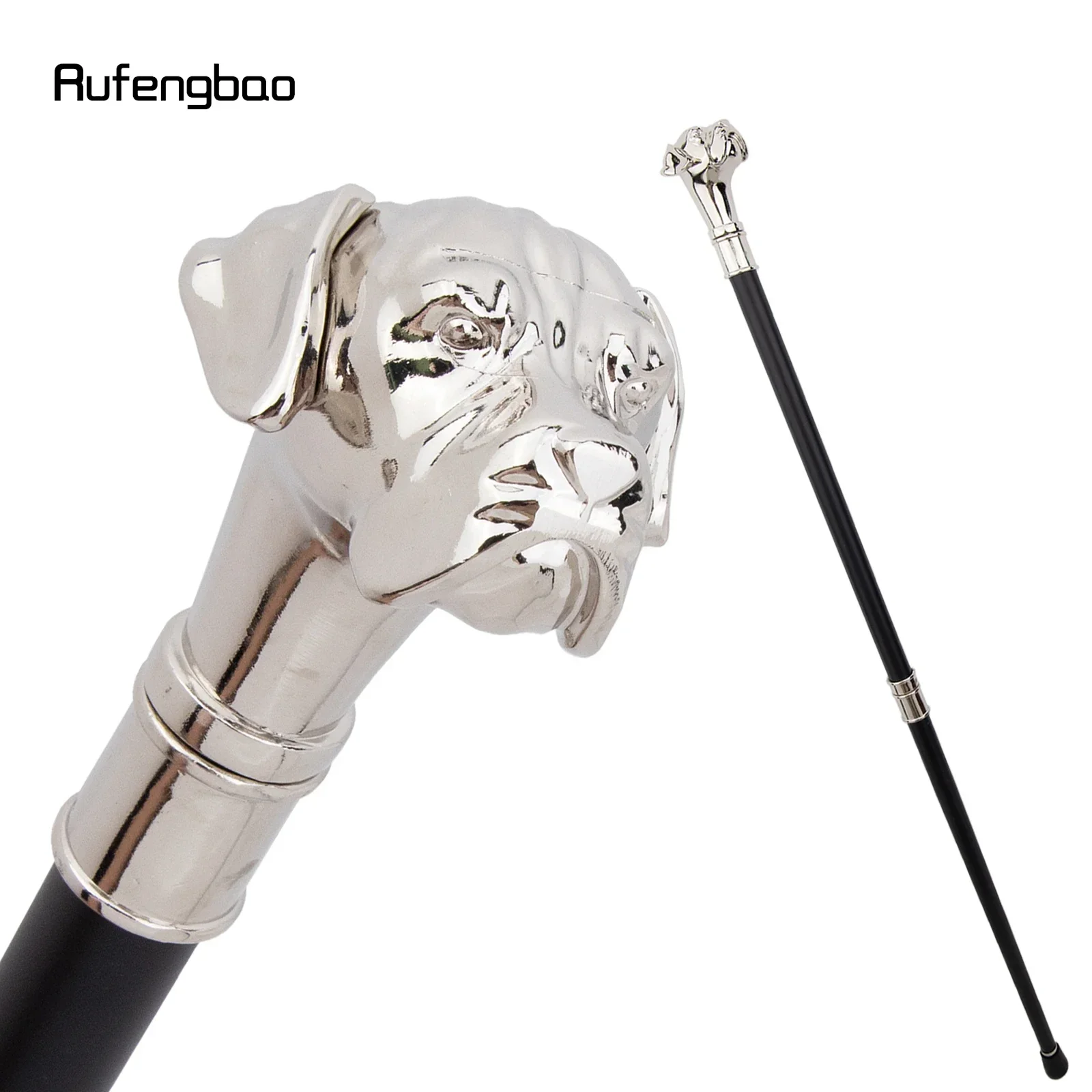 Weißer Hundegriff, luxuriöses Muster, Pekingese, luxuriöser Stockstock, eleganter modischer Performance-Stock, 92 cm, Performance-Bühnenstock