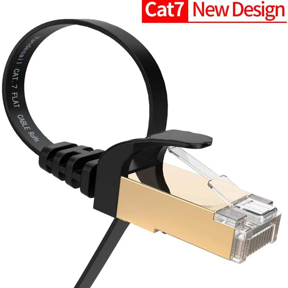 Cat 7 geschirmtes Ethernet-RJ45-Netzwerkkabel, flache Cat7-Ethernet-Patchkabel für Modem, Router, LAN, PC, 1 m, 2 m, 3 m, 5 m, 10 m, 20 m, 30 m Image