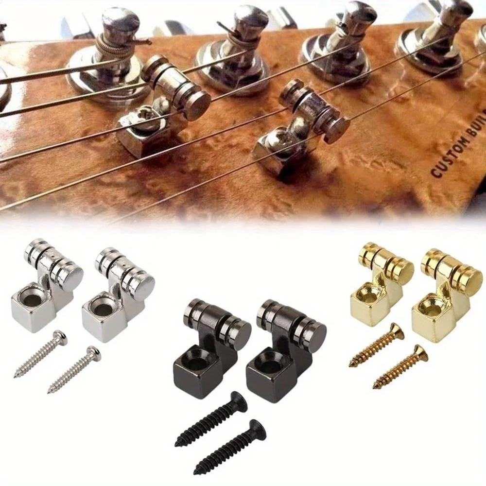 2 stücke Elektrische Gitarre Chrom Roller String Bäume Retainer Montage Baum Guide Silbrig Schwarz Goldene 3 Farben Image