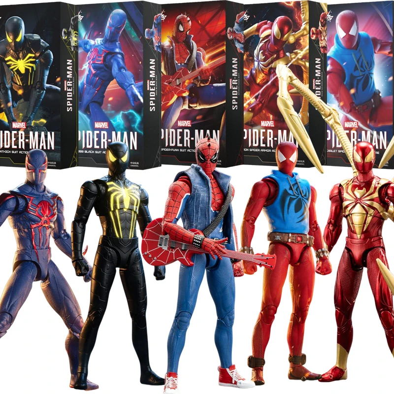 ZDTDS Original Spider-Man Iron Spider Punk Anzug Scarlet Spider 2099 Miles Fortschrittlicher Anzug 1/10 Marvel Actionfigur Modell Spielzeug Geschenk