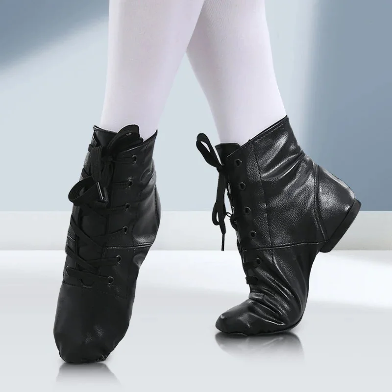 1 paare/los Männer Frauen Sport tanzen Turnschuhe Jazz Tanz schuhe schnüren Tanz stiefel schwarz Leder Erwachsene/Kinder Latin Tanz schuhe