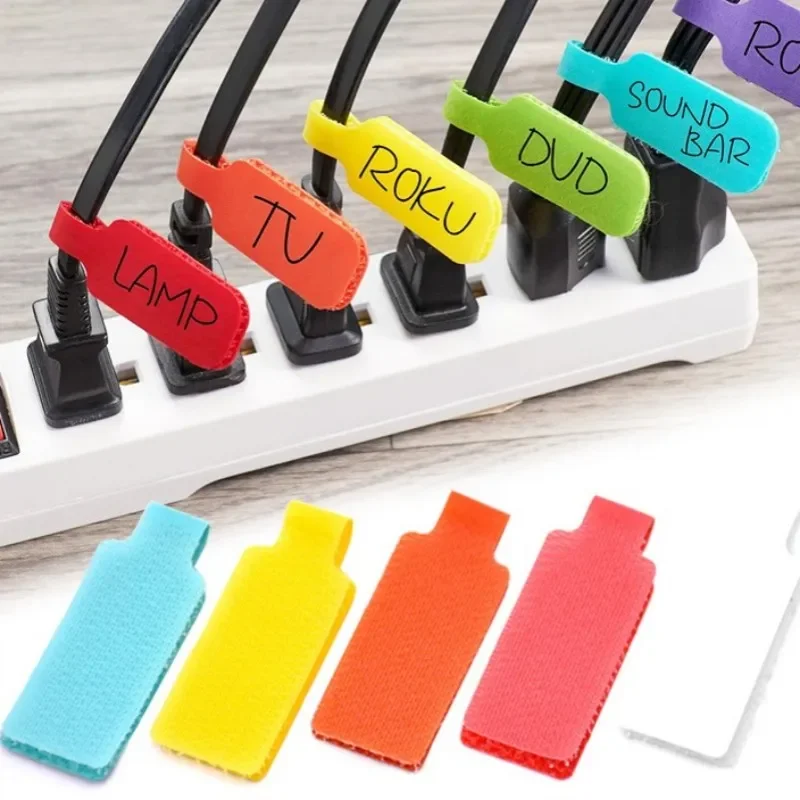 Magic Cable Label Beschreibbare selbstklebende Drahtmarkierungen für einfache Identifizierung, Farbcodierungsetiketten, wiederverwendbar zum Organisieren von Kabeln Image