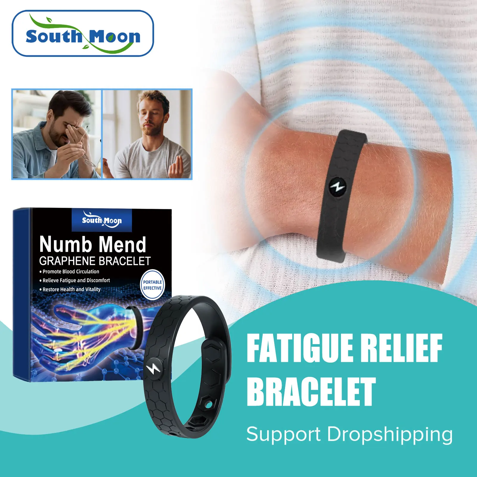 Südmond Energie therapie Armband lindern Arthritis Schmerzen Hand Taubheit Anti Müdigkeit verbessern die Durchblutung verstellbare Armbänder Image