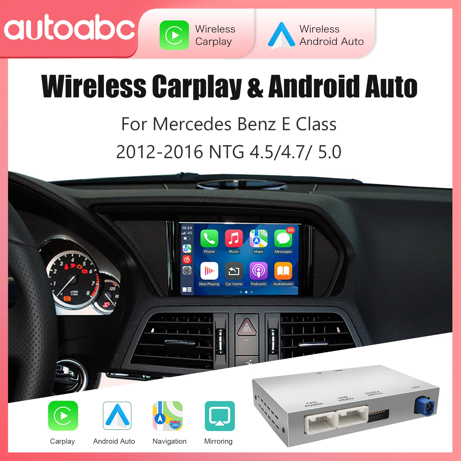 Drahtloses CarPlay Android Auto für Mercedes Benz E-Klasse W212 E Coupe C207 2012–2016, mit Mirror Link AirPlay Car Play Image